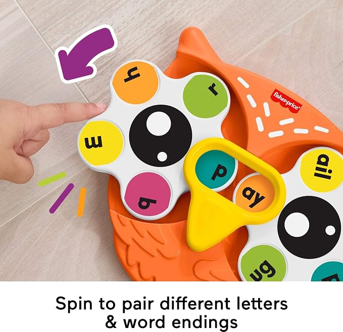 Fisher-Price Preschool Learning Toy Spin ‘n Rhyme Fidget Spinner, Owl-Themed Early Reading Activity for Kids Ages 3+ Years - Image 3