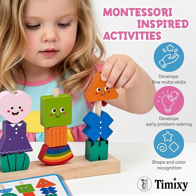 Montessori Wooden Stacking Lacing Beads Toy, STEM Sequencing Ages 3+ - Image 4