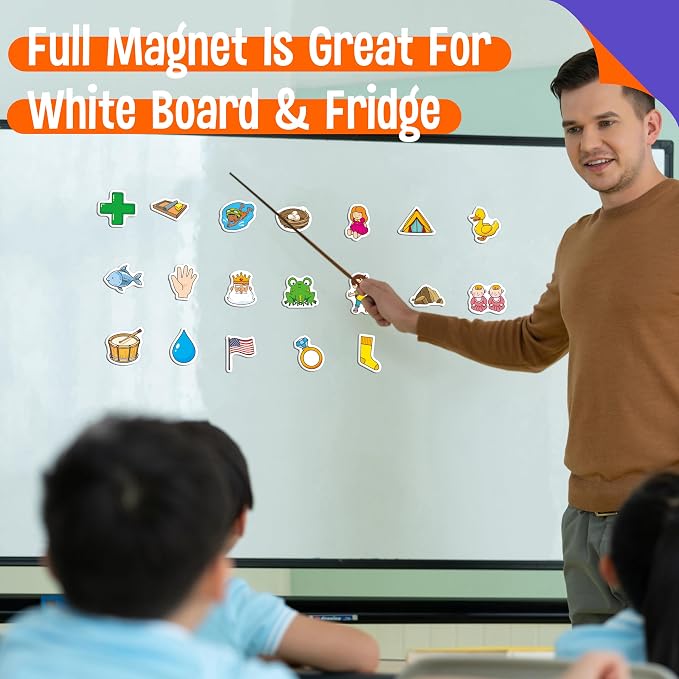 50 PCS CVCC & CCVC Object Magnets, Magnetic Thickened Fridge Magnets Adorable Educational Learning Toys for Preschooler, Kindergarteners, Kids 4+ - Image 4