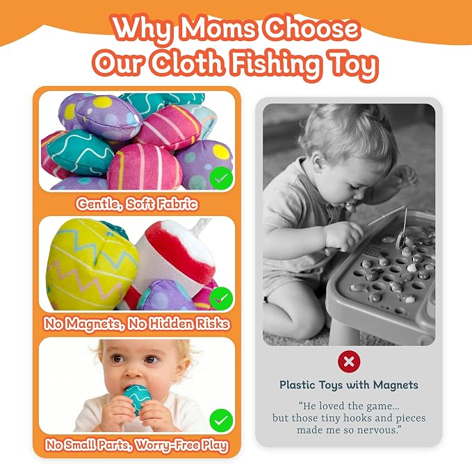 Montessori Toys for 1 2 Year Old, Toddler Egg Fishing Game with Stacking Cups, Soft Farm Learning Toy for Counting, Color Sorting, Fine Motor Skills, Easter Birthday Gift - Image 2