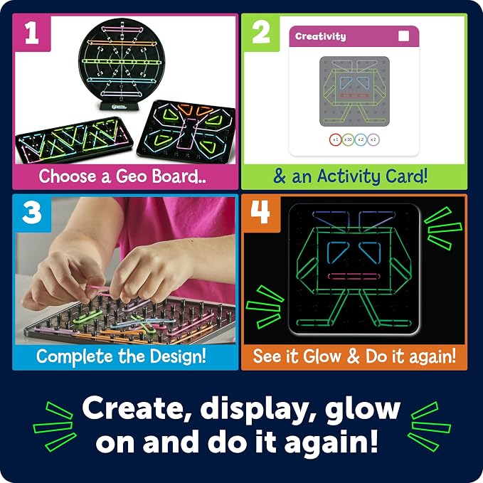 Learning Resources STEM Explorers Geo-Glow Art Kit - Glow in The Dark Toys, Kids Art Display, Homeschool, Fine Motor Skills, Critical Thinking for Kids - Image 4