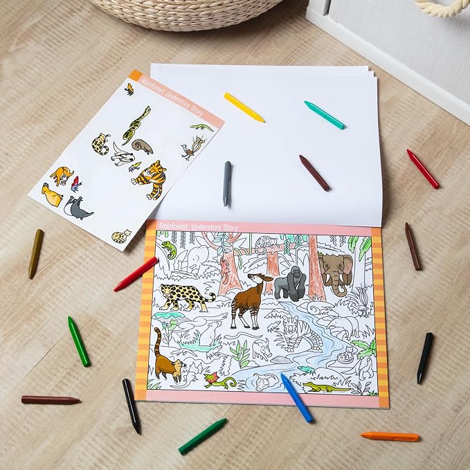 Melissa & Doug Seek & Find Sticker Pad – Animals, 400+ Stickers & 14 Scenes to Color, Search & Find Sticker Activity Pad for Coloring & Matching, Creative Learning Toys for Kids 4+ - FSC Certified - Image 10