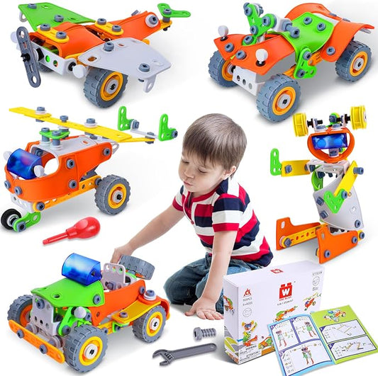 164 PCS Building Toys for Kids Ages 4-8 8-12, Educational STEM Activities, Erector Set Building Blocks, Construction Creative Games for Boys and Girls by WISEBLOCK