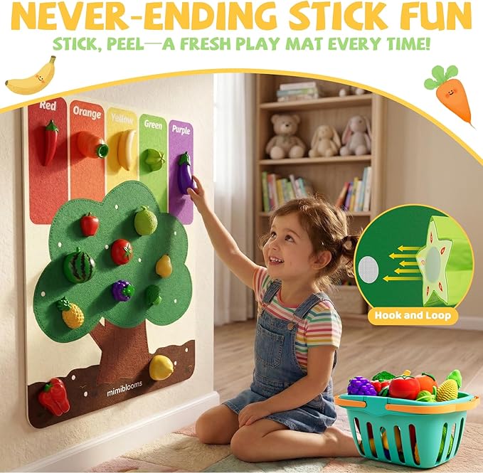 ALASOU Play Food Set with Hanging Felt Tree Mat & Storage Basket - Image 2