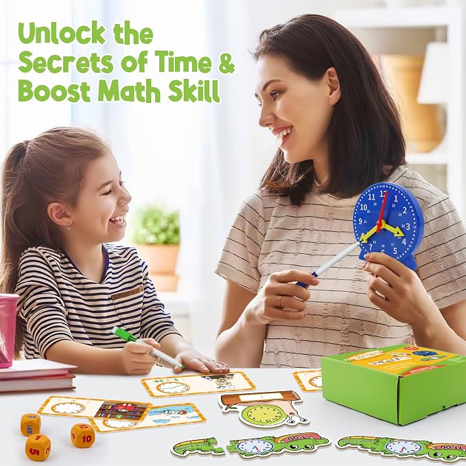 Edulok Toddler Learning Clock, Telling Time Teaching Clock for Kids, Math Manipulatives, Math Puzzle Games, Kindergarten Educational Sensory Toys, Preschool Learning Activities, Homeschool Supplies - Image 3
