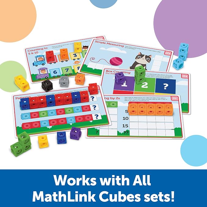 Learning Resources MathLink Cubes Preschool Math Activity Set - Classroom Must Haves, Teacher School Supplies, Toddler Montessori Toys,Building Blocks, Math Manipulatives, Homeschool Games - Image 4