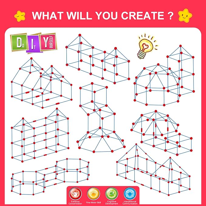 Fort Building Kit for Kids,STEM Construction Toys, Christmas & Birthday Gift for 4 5 6 7 8 9 10 11 12 Years Old Boys and Girls,Ultimate Creative Set for Indoor & Outdoors Activity,140 Pcs,Original - Image 4