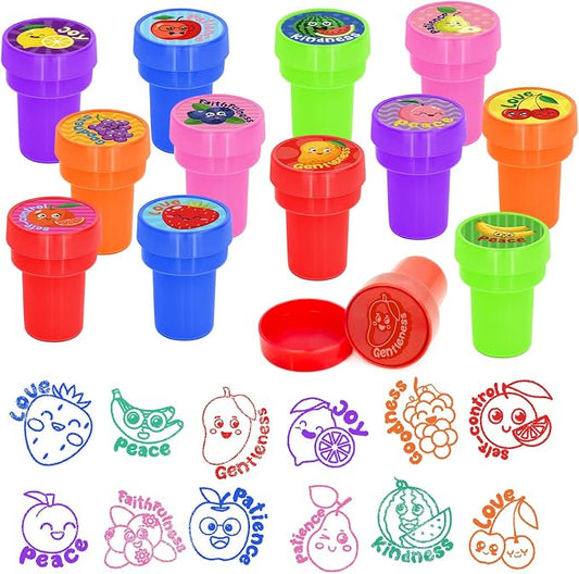 Cinrobiye 24 Pcs Fruit of the Spirit Stampers Party Favor Set, Cute Bible Learning Stamps for Kids Sunday School, Church Classroom Rewards, Faith Based Gifts, Goody Bag Fillers by Cinrobiye