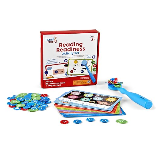 hand2mind Reading Readiness Activity Set, Magnetic Wands and Chip Set, Learn to Spell for Kids, Spelling Toys, CVC Words for Kindergarten, Learning Letters, Science of Reading Manipulatives by hand2mind