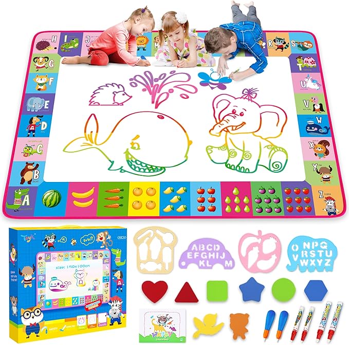 Water Doodle Mat - Kids Painting Drawing Board, Gift Toy for Ages 3-12 Pink by Toyk