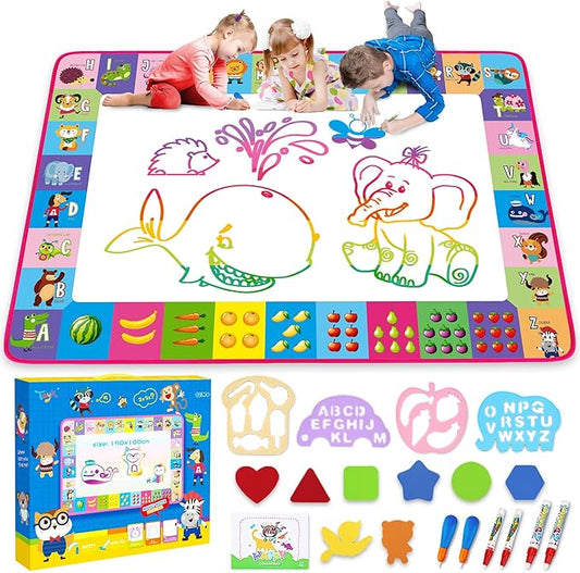 Water Doodle Mat - Kids Painting Drawing Board, Gift Toy for Ages 3-12 Pink by Toyk