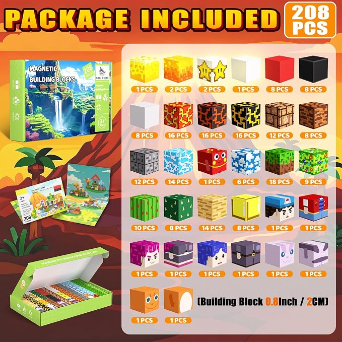 208PCS Light Up Magnetic Blocks, Boys Kids Gifts Toys - Image 3