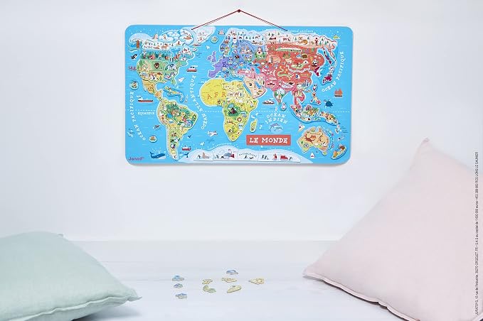 Janod J05500 Wooden Magnetic World Map Puzzle 92 Pieces, French Version - Image 9