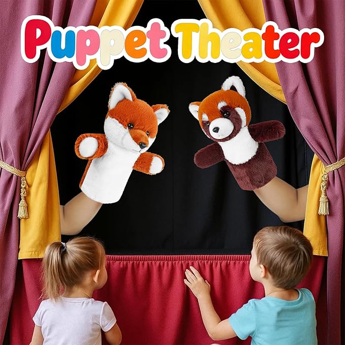 Puppet for Kids Role Play Gift Boys Girls Interactive Learning Animal Classroom Supplies Washable Soft Stuffed Forest Friends Red Panda Puppet