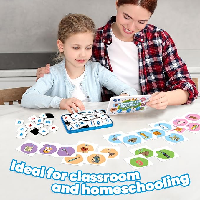 Kasfalci CVC Word Games,Magnetic Letters & Flash Cards,Phonics Games,Alphabet Learning Toys, Refrigerator Fridge ABC Magnets for Kids,Speech Therapy Toys for Toddler,Spelling for Preschool Classroom - Image 7