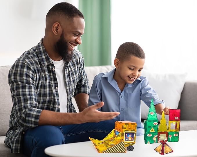 Tytan Tiles Construction Site & Trucks 60-Piece Magnetic Tiles Building Set, Fun Kids’ STEM Toy, Creative Play, Shape & Pattern Recognition, Fine Motor Skills, Includes Storage Bag, Ages 3 and Up - Image 8