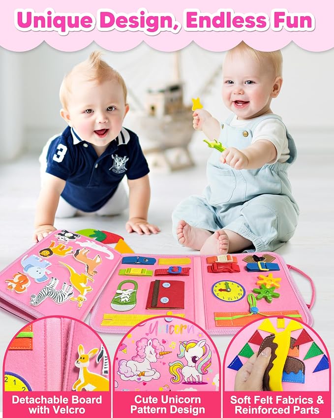 Exorany Busy Board Montessori Toys for Toddler Girl Birthday Gift Busy Book - Image 4