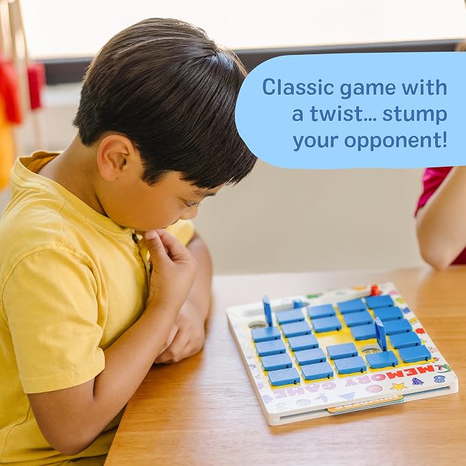 Melissa & Doug Flip-to-Win Portable Wooden Travel Game Board with 25 Flaps & 7 Double-Sided Memory Game Cards—Animals, Colors, Fruits, Shapes & Much More—Preschool Toys for Kids Ages 5+ - Image 2