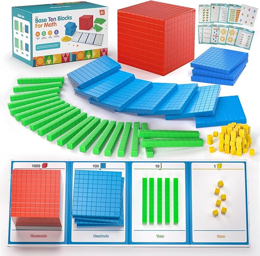 Plastic Base Ten Blocks 143 pcs Base 10 Math Manipulatives for Kids by stochastic+box