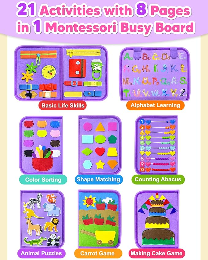 Exorany Busy Board Montessori Toys for Toddler Boy Girl Gifts Busy Book - Image 3