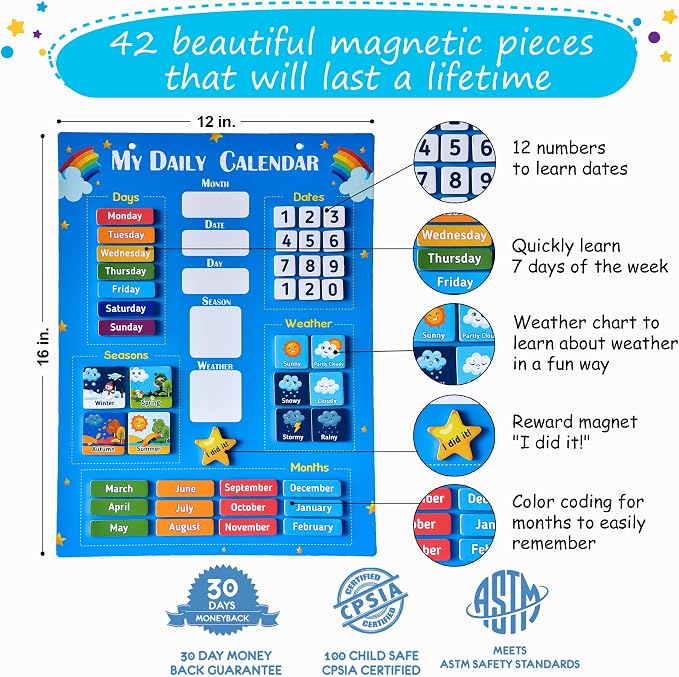 Simply Magic Kids Calendar – My First Daily Magnetic Calendar for Kids - Image 3