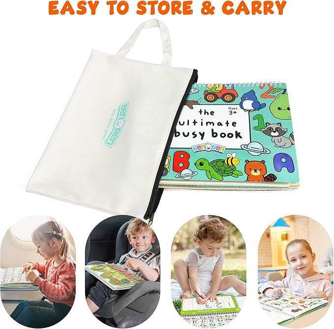 BenBen Busy Book for Toddlers 3-5, Pre-Assembled, 30 Pages, Airplane Toys - Image 4