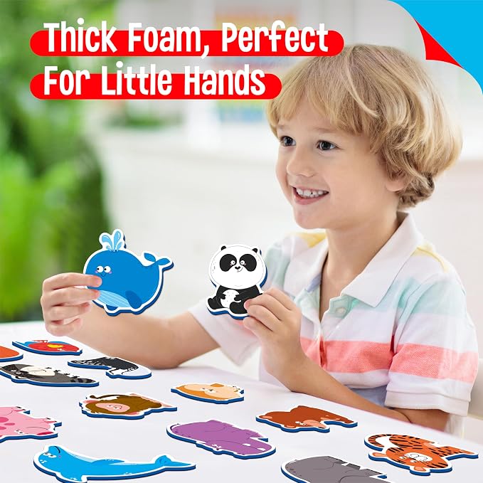 SpriteGru 35 Pcs Animal Magnets, Adorable Magnetic Animal Toys - Wild, Farm & Marine Animals - Thick Foam, Non-Toxic, Educational Learning Toys for Kids 3+ - Image 5
