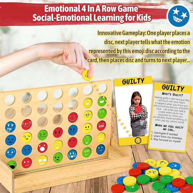 Garybank Social Skills Games for Kids - Emotional Disc Four in A Row Game - Image 2