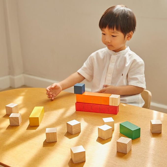 PlanToys® Wooden Colored Building Blocks Montessori Math Kids Learning Toy - Image 8