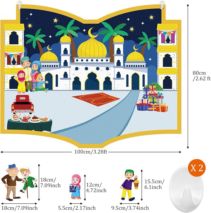 Cinrobiye DIY Ramadan Craft Kit – Eid Crafts & Activities, Reusable Felt Mosque, Moon & Stars Set for Classroom, Home, Islamic Holiday Decorations, Party Supplies - Image 2