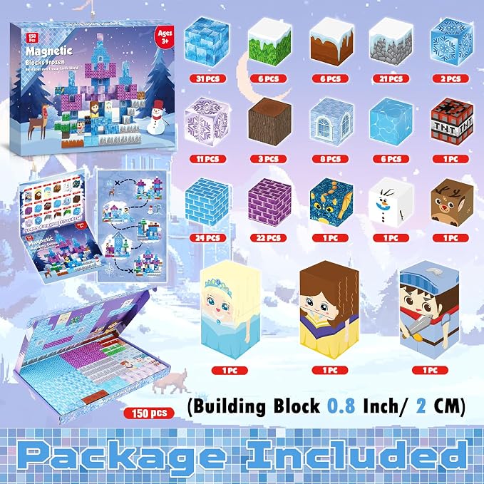ToyUnited 150PCS Magnetic Blocks - Magnet Building Blocks, Magnet Cubes Tiles Princess Castle Toy, STEM Montessori Sensory Stacking Toys Birthday Gift for Kids Ages 3 4 5 6 7 8 9 10+ Years Old - Image 2