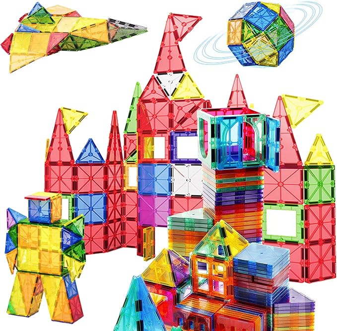 Contixo ST4 Magnetic Tiles - 112 PCs 3D Building Blocks STEM Construction Creativity, Imagination, Recreational, Educational Building Toys for Kids Children Toddler Ages 4-8, Boys and Girls Age 3-5 by Contixo