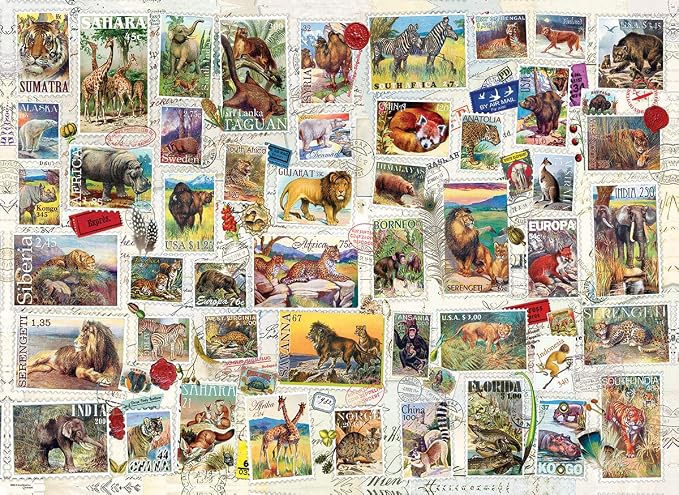 EuroGraphics (EURHR) Wildlife Vintage Stamps 500Piece Puzzle 500Piece Jigsaw Puzzle - Image 2