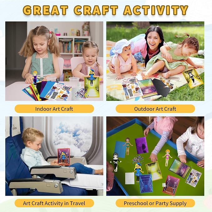 VKPI Fashion Dress Ups, Paper Art Crafts for Girls, Foam Paper Felt Fashion Activities for Kids Ages 5+ Toddler, Preschool Projects Toy Creative Gift Kit for Birthday - Image 4