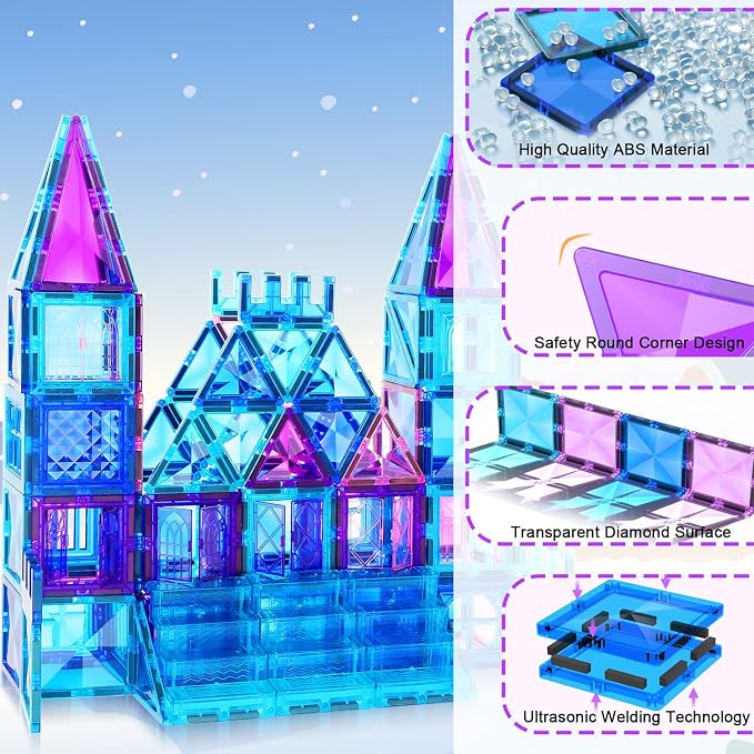 AFUNX Diamond Magnetic Tiles,116PCS Sturdy-Build STEM Toys for Kids - Image 2