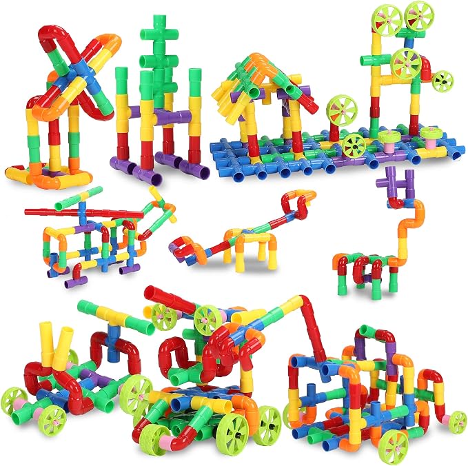STEM Building Blocks Toy for Kids, Educational Toddlers Preschool Brain Toy Kit, Constructions Toys for 3 4 5 6 7 8 Years Age Boys and Girls–Creativity Kids Materials Toys by KAKATIMES
