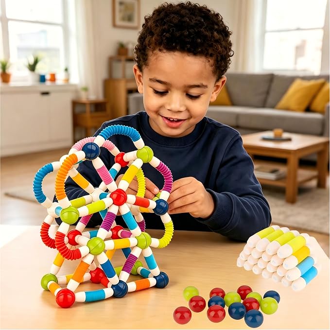 Magnet Toys for 3 Year Old Boys & Girls, 2 in 1 Magnetic Pop Tubes & Balls, Sensory Fidget Toys for Fine Motor Skill Development, Preschool STEM Educational Toys Gift for Toddlers and Kids (36 PCS) - Image 2