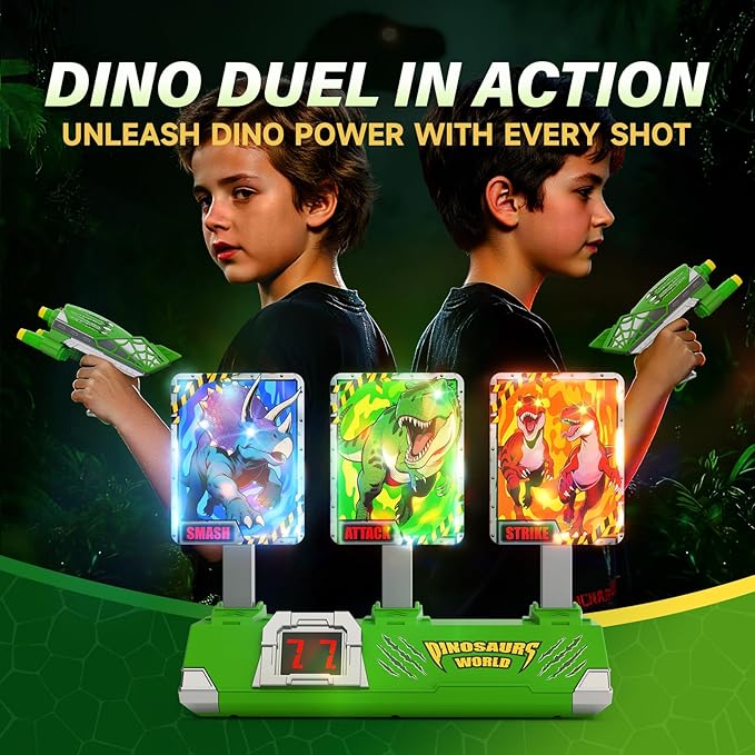 Toys for Boys Age 3-12, Kid Toys, 3 Dinosaur-Themed & 3 Dino Flashing Lights & Dino Claw Launcher, Fun Auto Reset Electronic Scoring Game with Sounds,3 4 5 6 7 8 9 10 11 12 Year Old Boy Birthday Gifts