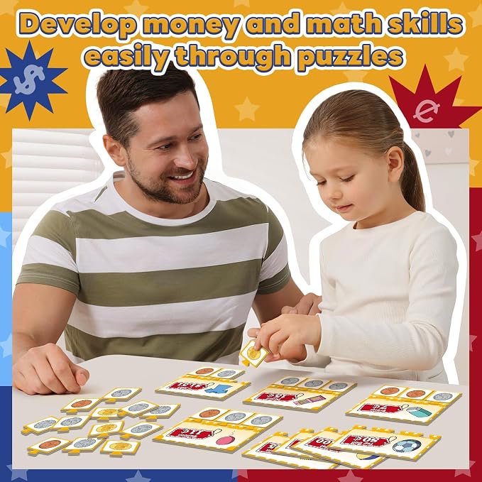 Pretend Play Money for Kids for Learning, Math Manipulatives for Toddlers, Math Games for Teaching, Counting, Educational Card Games,Bills and Coins,Kindergartner Classroom,Homeschool Supplies - Image 4