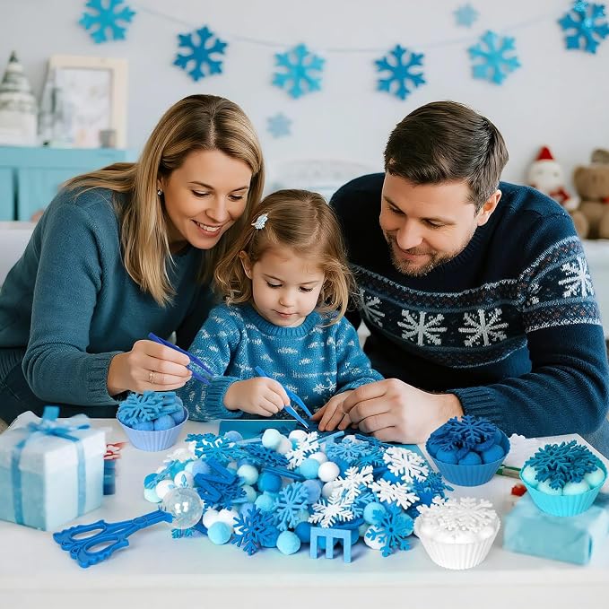 212 Pcs Winter Sensory Bin Items Hello Winter Snowflake Counting Sorting Sensory Bin Filler Fine Motor Toys Snowflake Counts Winter Xmas Counting Toys for Preschool Education Activities - Image 7
