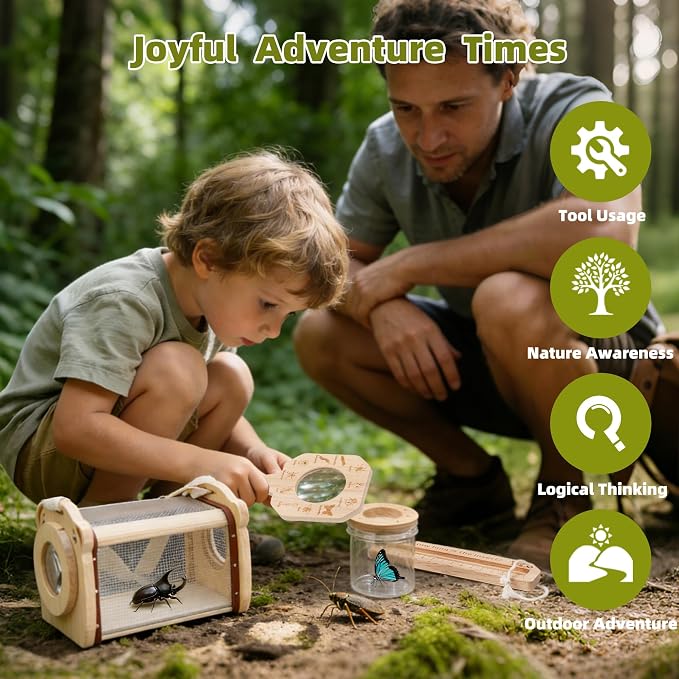 11Pcs Wooden Bug Catcher for Kids, Outdoor Explorer Bug Catching Kit - Image 6