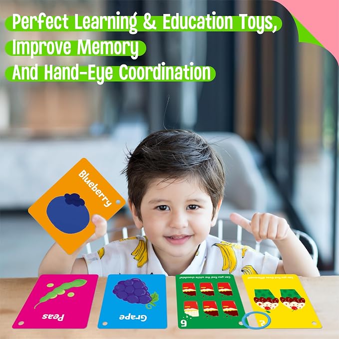 Food Flashcards, 50 Double-Sided Cards, Veggies, Fruits, Snacks, Desserts, Grain Cards Educational Learning Tools for Preschool and Toddlers Learning (2 Reclosable Rings Attached) - Image 5