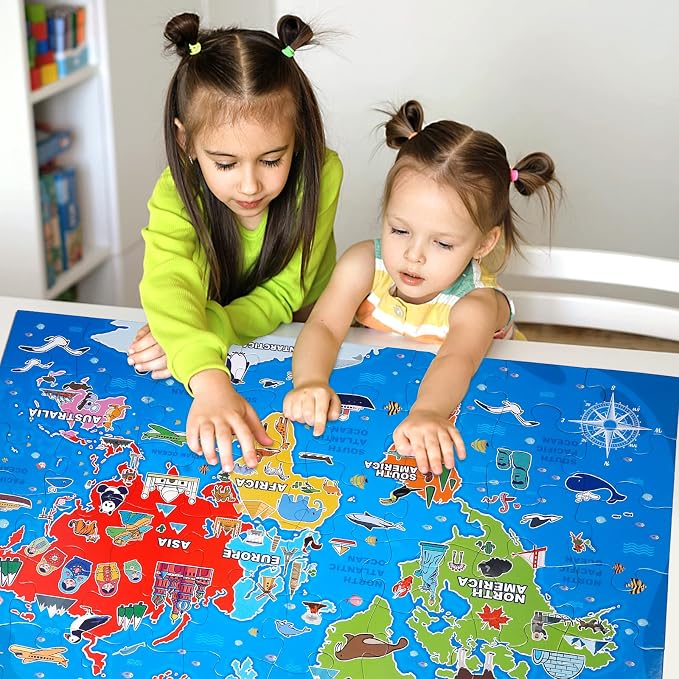 Jumbo Floor Puzzle for Kids,48-Piece World Map Jigsaw Puzzle Ages 3-8 - Image 5