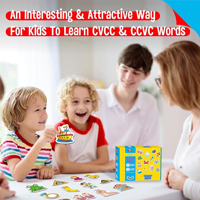 50 PCS CVCC & CCVC Object Magnets, Magnetic Thickened Fridge Magnets Adorable Educational Learning Toys for Preschooler, Kindergarteners, Kids 4+ - Image 5