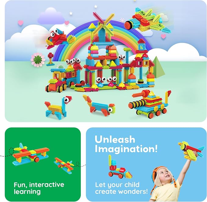 PicassoTiles 240 Piece Hedgehog Bristle Blocks 3D STEM Building Toy Ages 3+ - Image 5