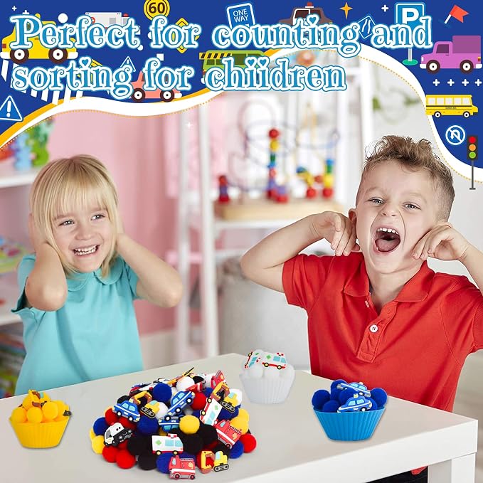192pcs Back to School Cars Sensory Bin Filler Fine Motor Toys Transportation Toys Sensory Bin Items Toy Ambulance Fire Engine Police Car Excavator Taxi for Preschool Education Activities - Image 4