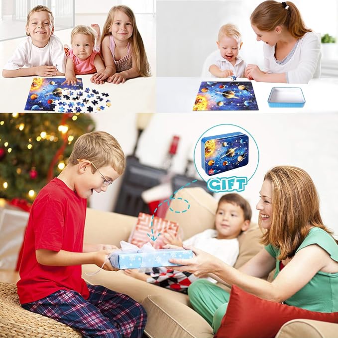 LELEMON 100 Pieces Jigsaw Puzzles for Kids Ages 4-8 Solar System Planets Educational Puzzles Boys Girls Children Learning Educational Puzzles Portable Box Pack Toy - Image 7