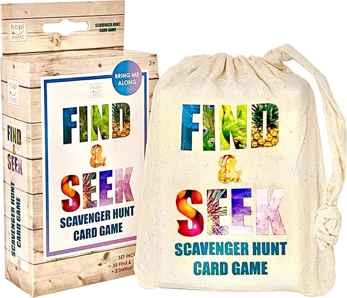 Hapinest Find and Seek Scavenger Hunt Card Game, Indoor Outdoor Activities for Kids Toddler & Family, Beach Camping Travel Car Games for Road Trips, Kids Scavenger Hunt Game Age 3 4 5 6 Years Old & Up by Hapinest