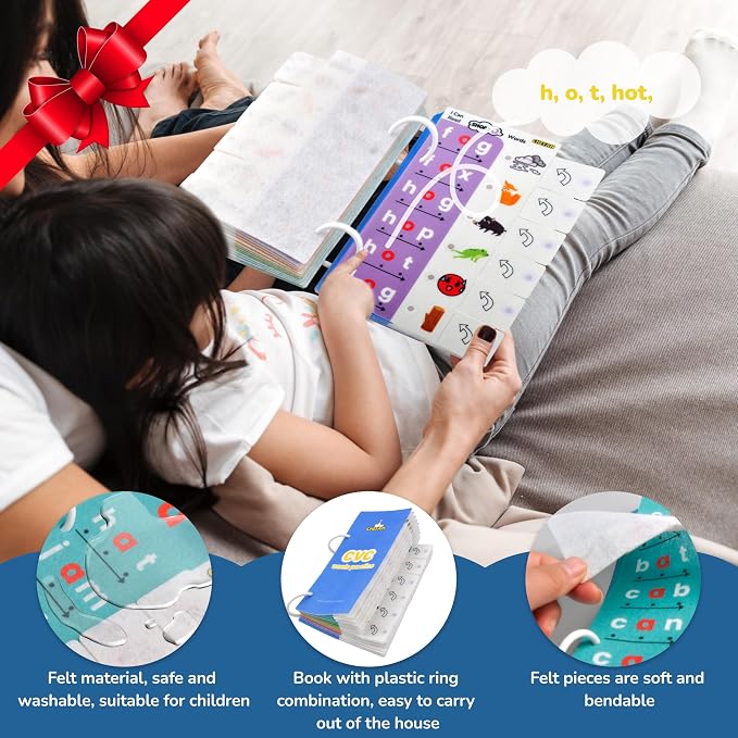 CHEFAN CVC Word Spelling Games, Phonics Flash Card Sight Word Games, Preschool Kindergarten Learning Activities, Montessori Educational Toy Gift for 3 4 5 6 Year Old Kids - Image 6