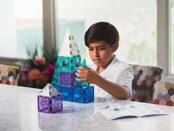 Tytan Toys Disney Frozen Magnetic Tiles Princess Castle - 68-Piece STEAM Building Set with Glitter Tiles & Elsa, Anna, Olaf Stickers - Educational Frozen Toys for Girls Age 3-4+ - Image 19